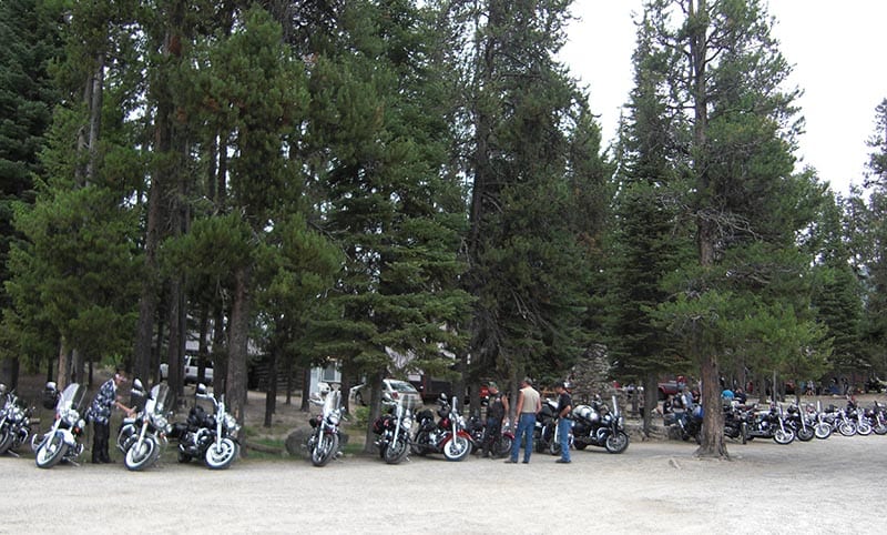 motorcycles Motorcycles parked near lodge.